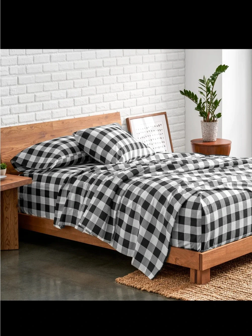 Bare Home | Cal King Black & White Flannel Sheet Set